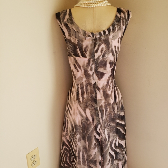 SHARAGANO LOVELY ABSTRACT PRINT HIGH LOW DRESS - Picture 5 of 9